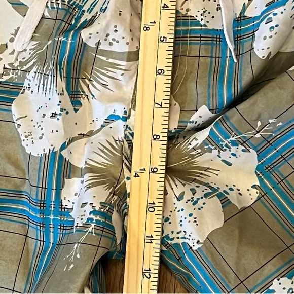 VTG Tropical Hawaiian Swim Trunks Men's M Floral Hibiscus Plaid Mesh Lined Y2K - Picture 13 of 13